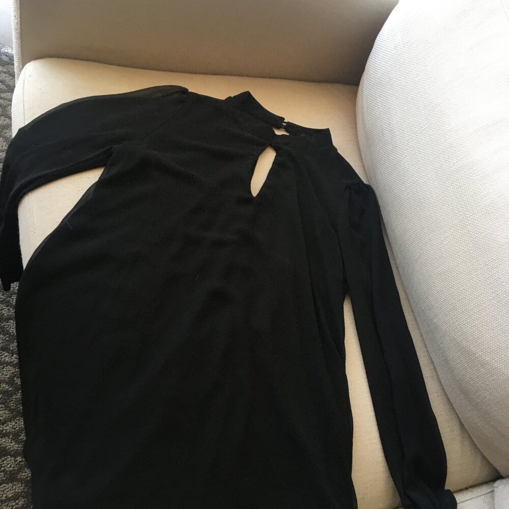 Forever 21 Double Keyhole Party LBD Mini-Dress, Sheer Outer, Soft Inner Layer, M